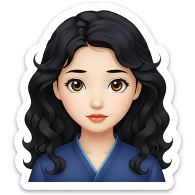 Beautiful girl,Black hair,wavy hair，long hair,Black eyes,Chinese sticker
