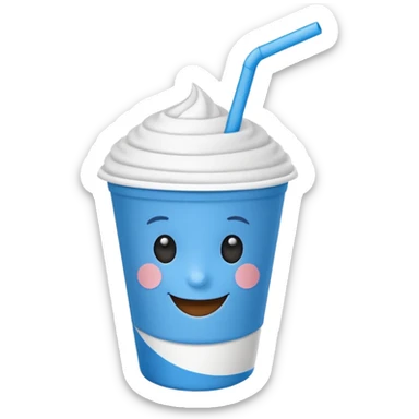 drink in a paper cup and straw, the cup has eyes and mouth sticker