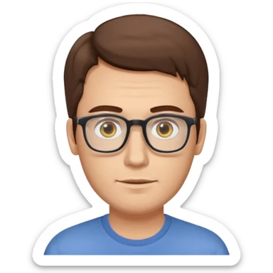 a young dad with brown hair, longer face, light yellow skin color, small eyes with rectangular glasses, without beard sticker