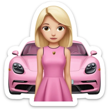 pink Porsche taycan blonde girl sticker