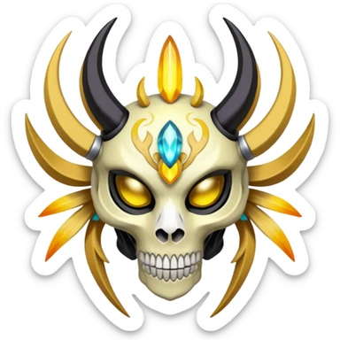 Colorful Skeletal skull-faced masked Futuristic Meloetta-Manectric-Solgaleo-Raikou-Pokémon-Digimon-Fakémon-fusion-hybrid-creature sticker