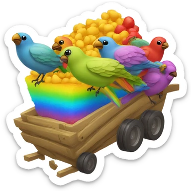 Combine birds w rainbow poop emoji sticker