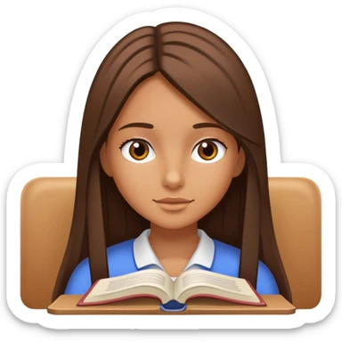Tanned girl with straight long hair studying  sticker
