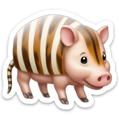 Tiger striped brown white mottled pig armadillo cow centipede insect sticker
