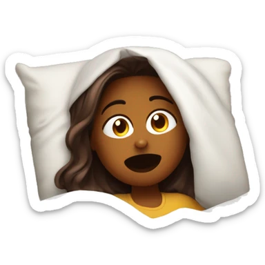 Chica de cabello color chocolate durmiendo en una cama muy cómoda  sticker