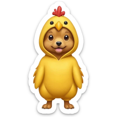 Dog wearing a chicken suit sticker