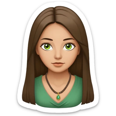 Pretty middle age woman with green eyes and long straight Ash-brown hair  sticker
