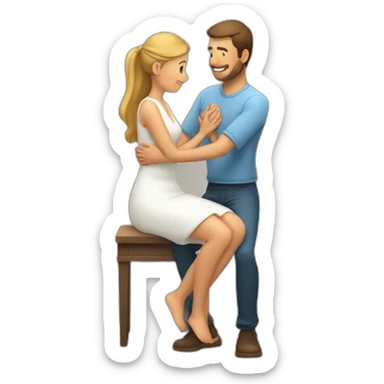 Man on knee patting woman’s head sticker