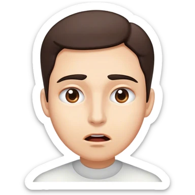 Eyebrows raised unevenly, mouth slightly open, the face of someone processing too much information at once. sticker