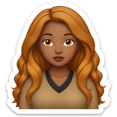 Curvy, NSFW, light brown long hair, pretty black girl wearing fall colors sticker
