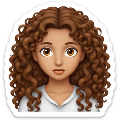 Niña de pelo rizado largo marrón y ojos marrones, piel canela sticker