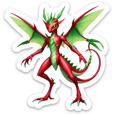  Cool Edgy Shiny Futuristic Ethereal Legendary Scizor-Flygon-Digimon-hybrid full body sticker