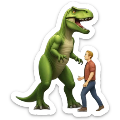 t-rex and man who do a foot sticker
