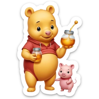 winnie the pooh whole body with honey and Piglet sticker