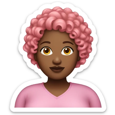Plus size black woman with very short pink curly hair  sticker