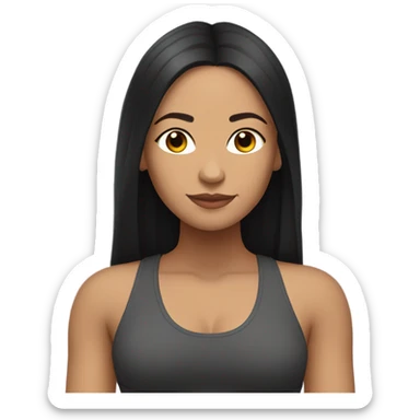 lightskin latin woman with straight long black hair wearing a yoga outfit  sticker