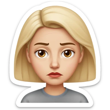 character with furrowed brows, slightly pursed lips, resigned expression, stress about the future but willingness to adapt, Apple iMessage emoji style sticker
