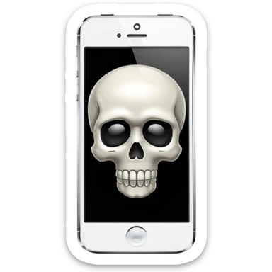 iPhone 5s with a skull emoji instead of the Apple logo sticker