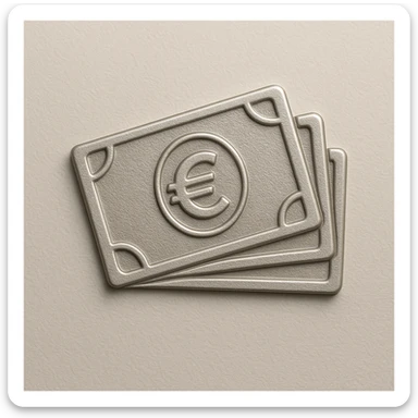 realistic embossed icon of euro banknotes, detailed, neutral background sticker