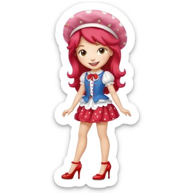 pretty and cute realistic modern day strawberry shortcake full body with high heels sticker