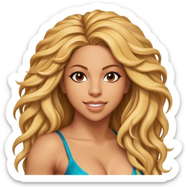 Cinematic Realistic Shakira Portrait Emoji, depicted as a dynamic charismatic pop icon with energetic movement and expressive features, rendered with vibrant textures and dynamic modern lighting that captures her global appeal. sticker