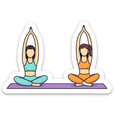 A couple doing yoga on the same mat  sticker
