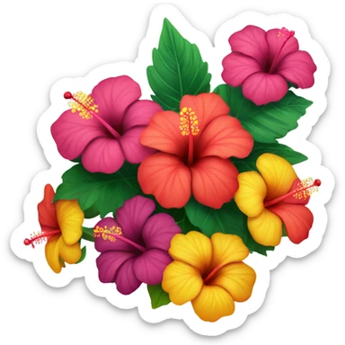 a bouquet with many hibiscus sticker