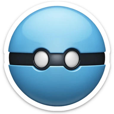 blue pokeball emoji with a black stripe с бликами sticker