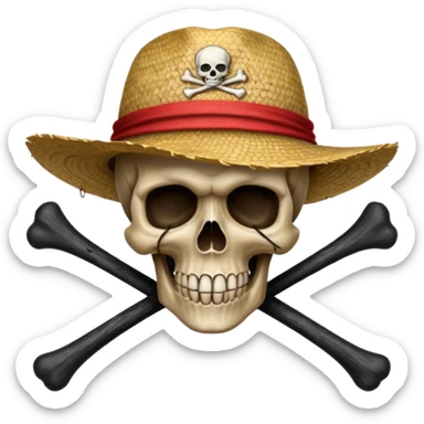 Fait moi ce drapeau 🏴‍☠️ a l'identique et met lui sur la tête de mort un chapeau de paille avec un fil rouge sticker