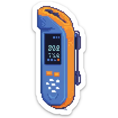 Pixelated blue VO2 max test mouthpiece, exercise testing equipment sticker