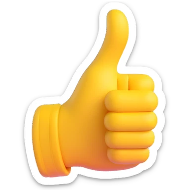 Adjust the hand and sleeve colors to exactly match the original emoji's skin tone and suit color. Keep only the hand giving a thumbs up and the sleeve, in 3D emoji style with a transparent background. sticker