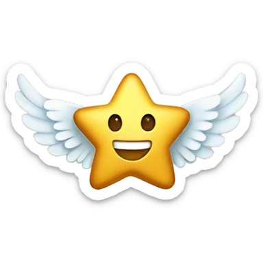 Golden smiling cute Star shape with angel wings  sticker