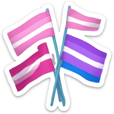 Three striped flags with pink at the top purple in the middle and a blue at the bottom flag sticker