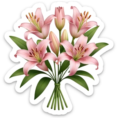 Ash pink lily flower bouquet sticker