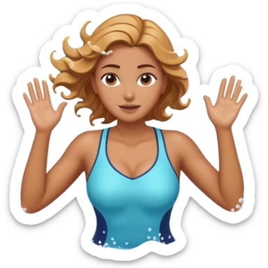 woman standing in ocean waves, water splashing around her, confident expression, dynamic sea motion, cinematic ocean vibe, 3D cartoon style, mobile game icon style, clean background, no text, no watermark
  sticker