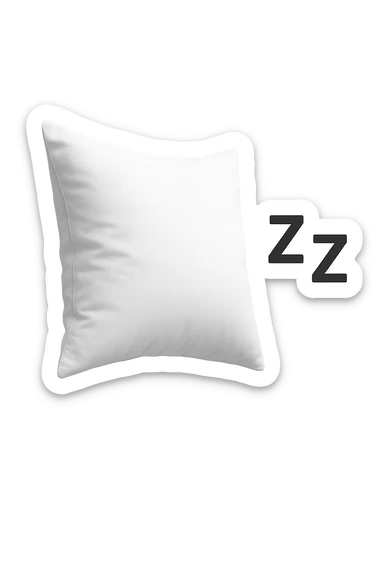 un cuscino per dormire fluttua in aria insieme alla scritta Z Z Z iperrealistici sticker