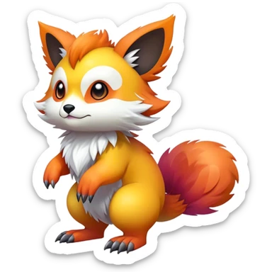 Cute cool colorful fantasy animal hybrid Fakemon full body sticker