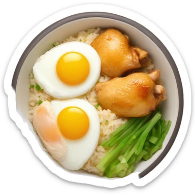 chicken thigh rice bowl with two eggs sticker