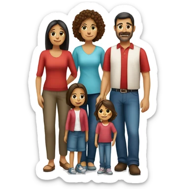 a spanish family with 2 parents and 2 children sticker