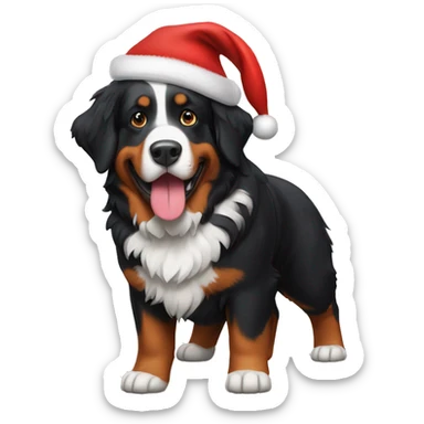 Bernese mountain dog in a Santa hat  sticker