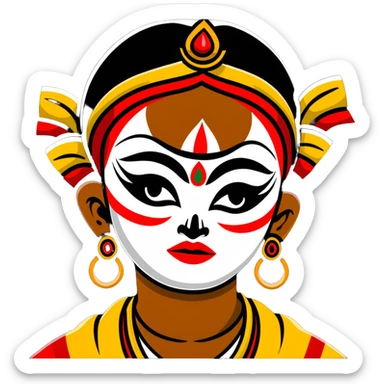 Kathakali Indian dance form performer with dramatic facial expression sticker