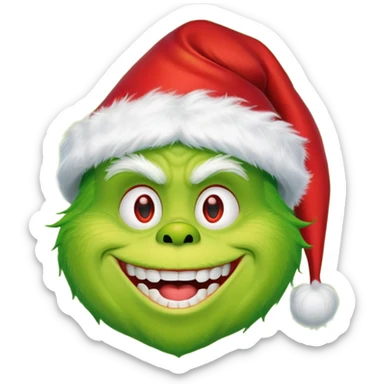 The Grinch with a Santa hat emoji sticker