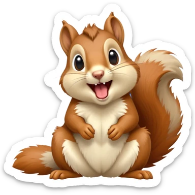 cinematic-cute-yawning squirrel-portrait-emoji,-head-tilted-playfully-and-inquisitively,-featuring-a-fluffy,-vibrant-auburn-fur-with-a-delicate-cream-belly-and-a-bushy-tail,wide-open yawn, revealing a soft grey  -round,-sparkling-eyes-filled-with-curious-mischief, sticker