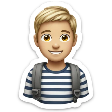 smiling boy in striped shirt sticker