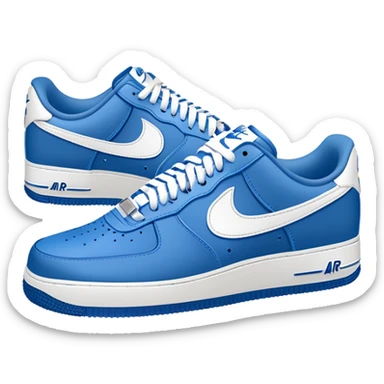 blue Nike Air Force 1 sneakers with white swoosh logo sticker
