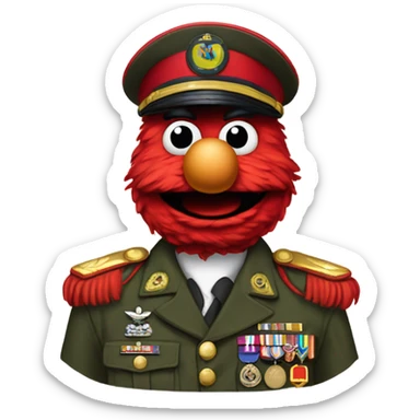 Photorealistic Elmo as a Military Veteran sticker