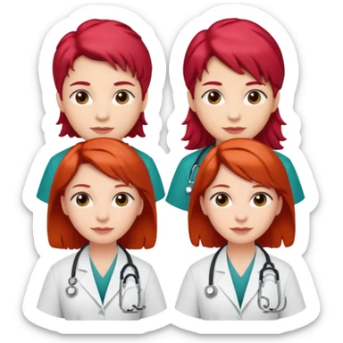 doctors with red hairclips sticker