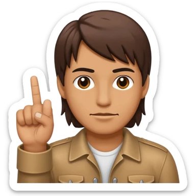 rock hand with the middle and index finger crossing over, middle behind index sticker