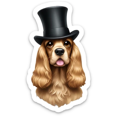 Cocker spaniel wearing a tophat sticker