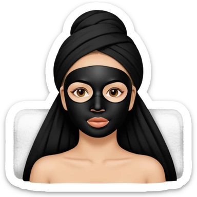 Lady with face mask black spa beauty full face relaxing hot sticker